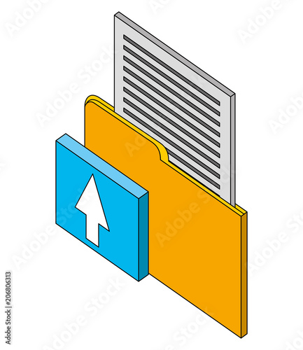 folder file document upload button isometric vector illustration