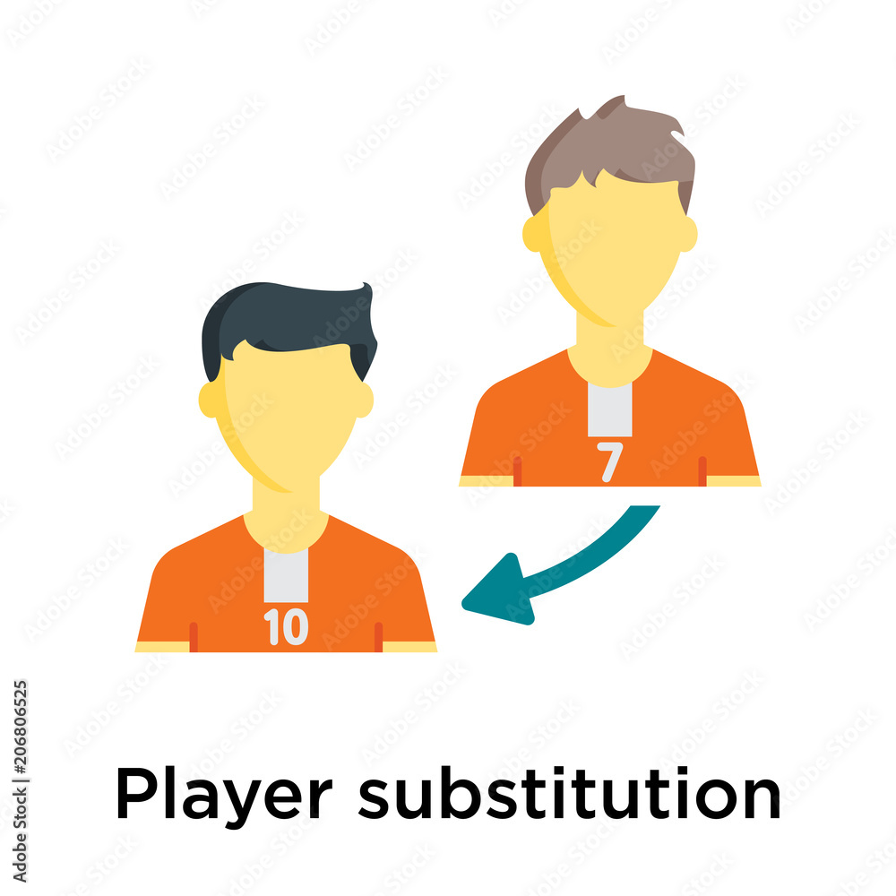 Player substitution icon vector sign and symbol isolated on white background Player substitution icon vector sign and symbol isolated on white background