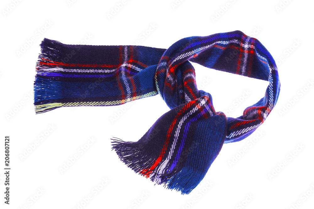 Blue checkered scarf. Blue checkered scarf.