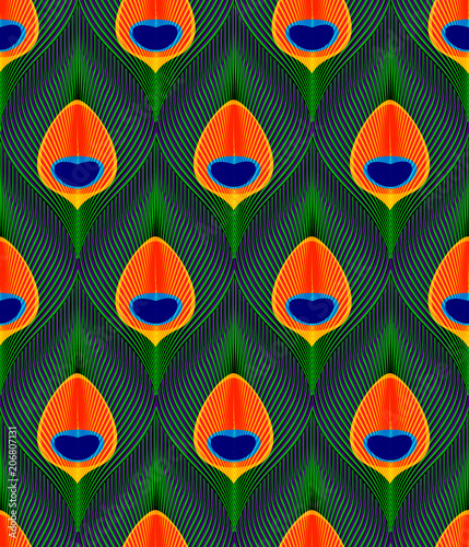 Colorful green orange and b...