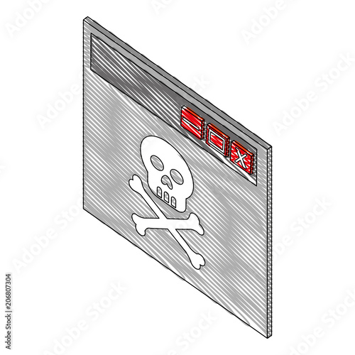 template webpage with skull isometric icon vector illustration design