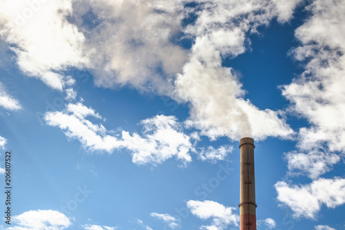 Industrial power plant chimney. Ecology