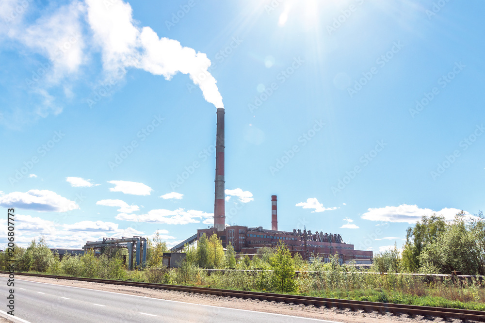 Industrial power plant chimney. Ecology Industrial power plant chimney. Ecology