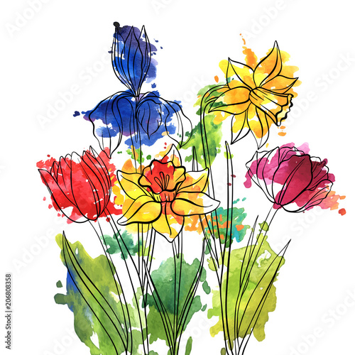 vector drawing flowers