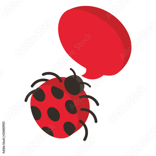 speech bubble with ladybug vector illustration design