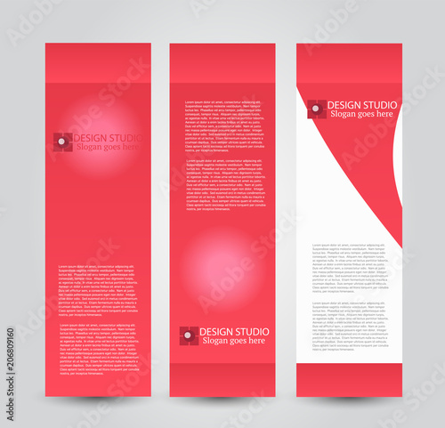 Banner template. Abstract background for design, business, education, advertisement. Red color. Vector illustration.