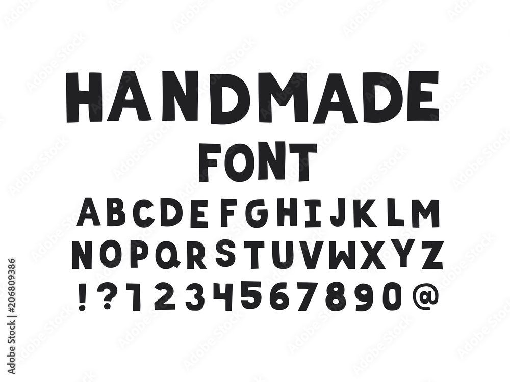 Handmade font. Vector alphabet