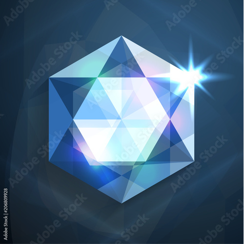 Shiny abstract blue gemstone illustration - eps 10 vector