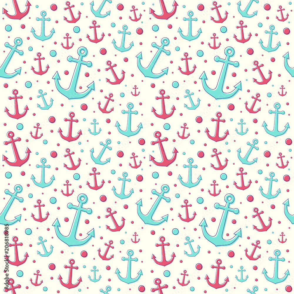 Sailor concept of seamless texture - background with anchors. Vector. Sailor concept of seamless texture - background with anchors. Vector.
