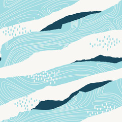 Wandcirkels Zee patronen Abstracte golven ornament naadloos  © yarrowbuttercup