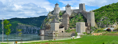 Panoramic view of Golubac fortress photo