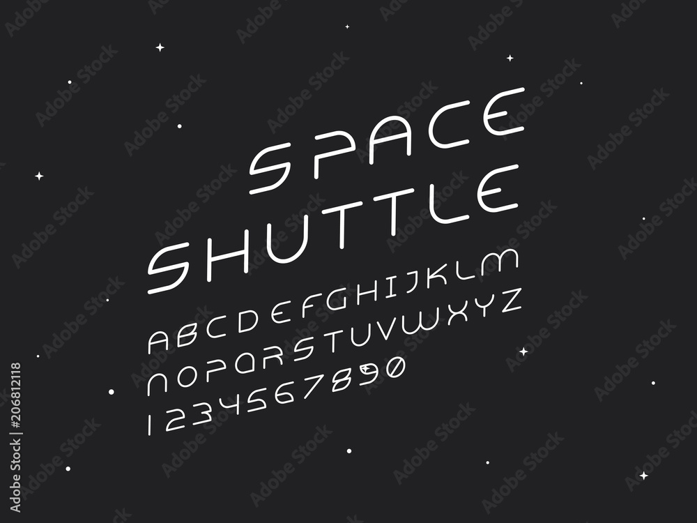 Alien italic font. Vector alphabet 