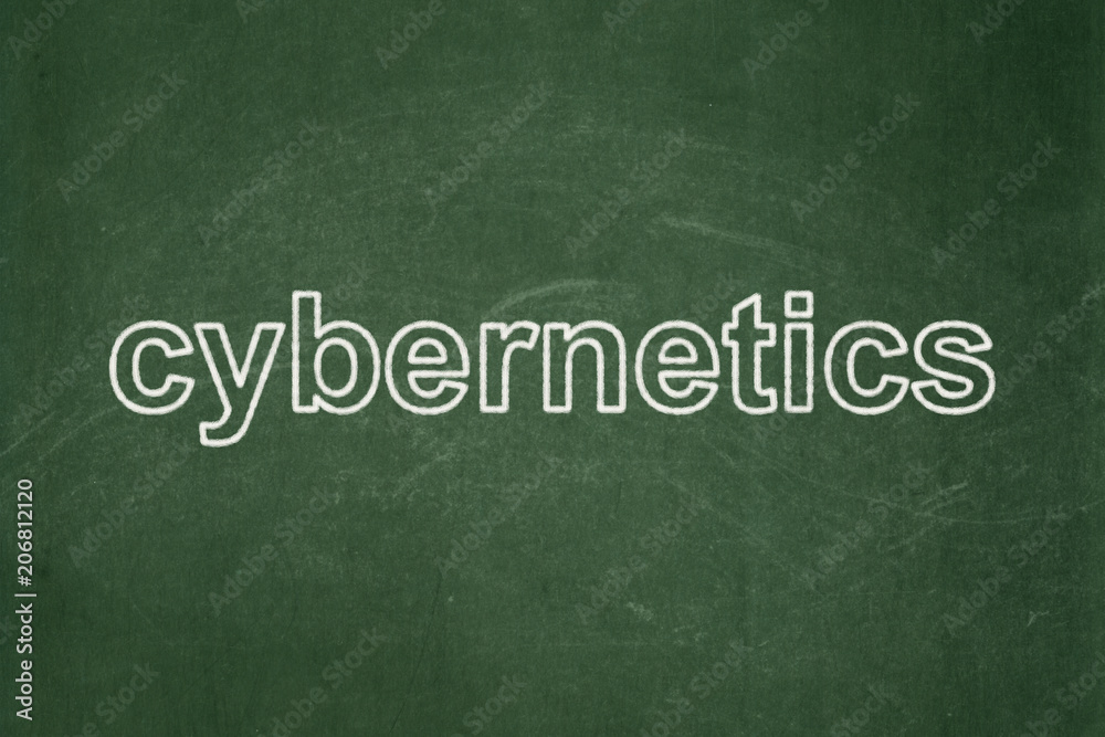 Obraz premium Science concept: text Cybernetics on Green chalkboard background