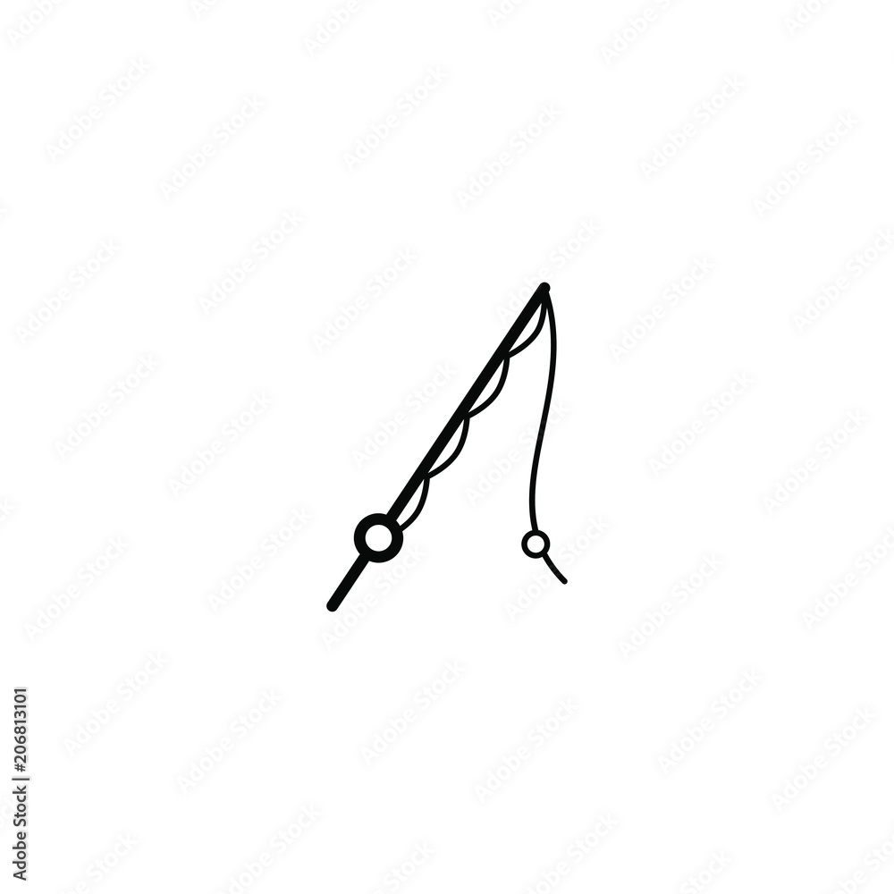 Fishing rod and line, fish hunting line icon vector simple illustration  symbol pictogram Stock Vector