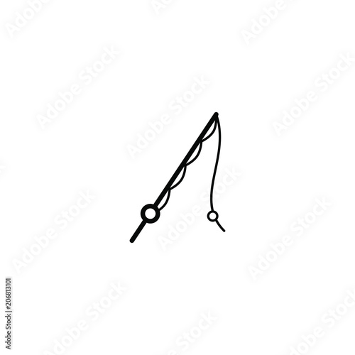 Fishing rod and line, fish hunting line icon vector simple illustration symbol pictogram 