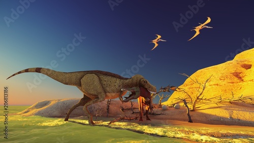 3D rendering scene of the giant dinosaur © satori