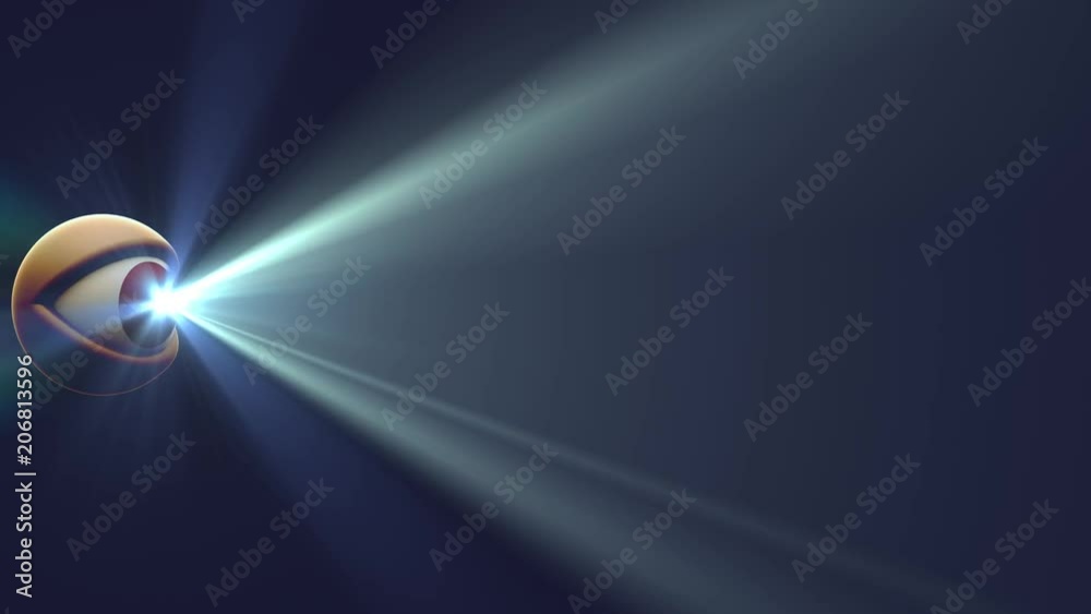 Led Eye Animation eye with WHITE light beam shine rays background loop animation New ...