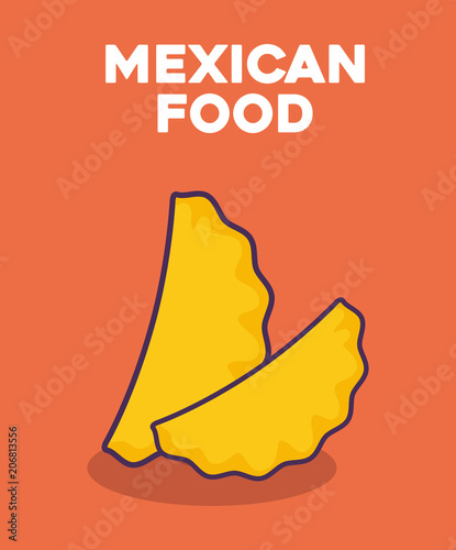 Mexican food design with empanadas icon over orange background, colorful design. vector illustration