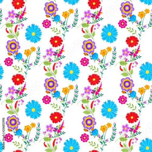 Nature flower illustration seamless pattern background floral summer vector