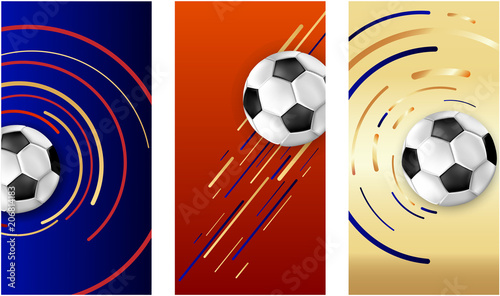 Colorful football cards with soccer ball.