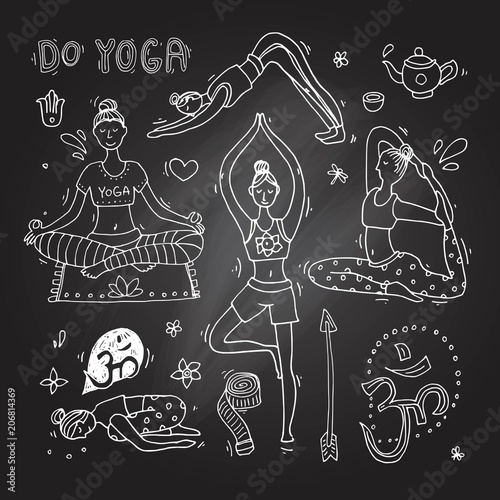 Beautiful hand drawn illustration do yoga