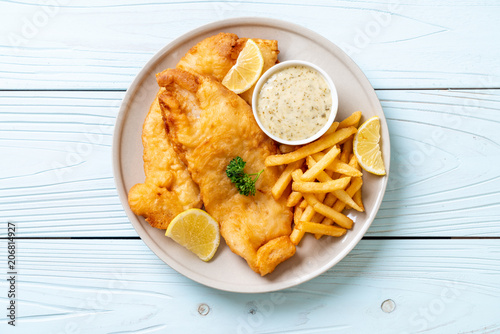 Canvas Print fish and chips with french fries