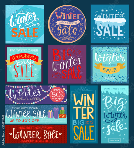 Christmas winter sale vector saleable wintertime Xmas advertisement shopping ...