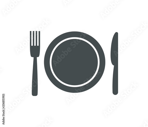 Plate with knife and spoon icon