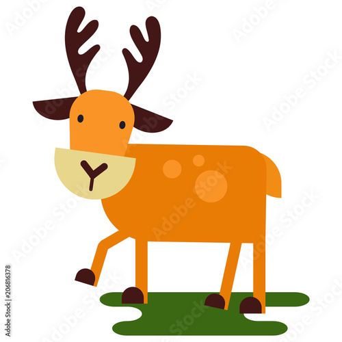 Christmas cute reindeer haracter vector New Year illustration of deer animal for sleigh