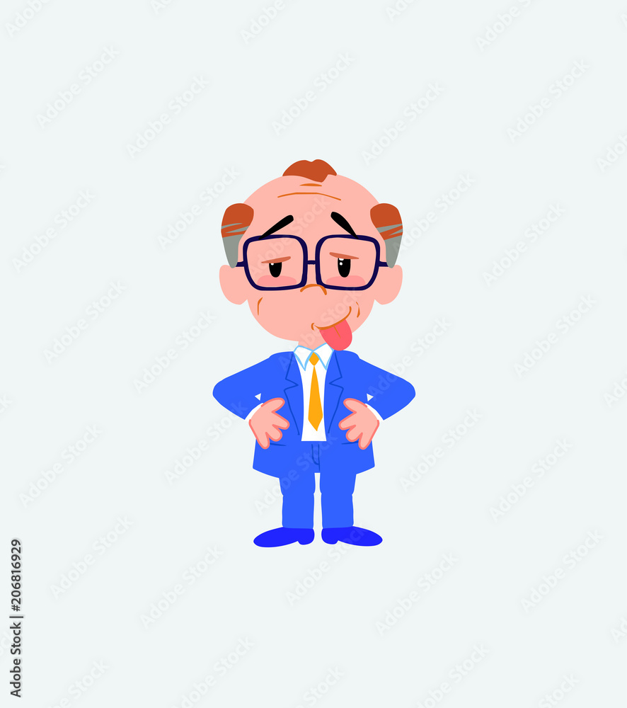 Old businessman with glasses in waiting attitude with funny expression. Old businessman with glasses in waiting attitude with funny expression.