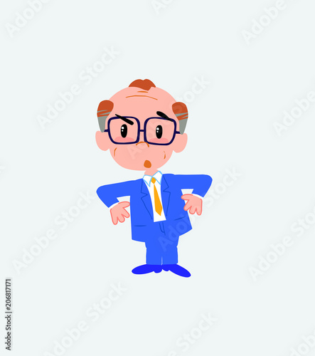 Old businessman with glasses with an expression of unpleasant surprise.