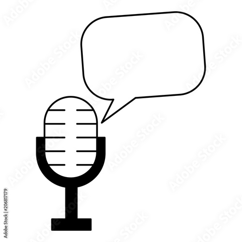 microphone speech bubble vintage style vector illustration