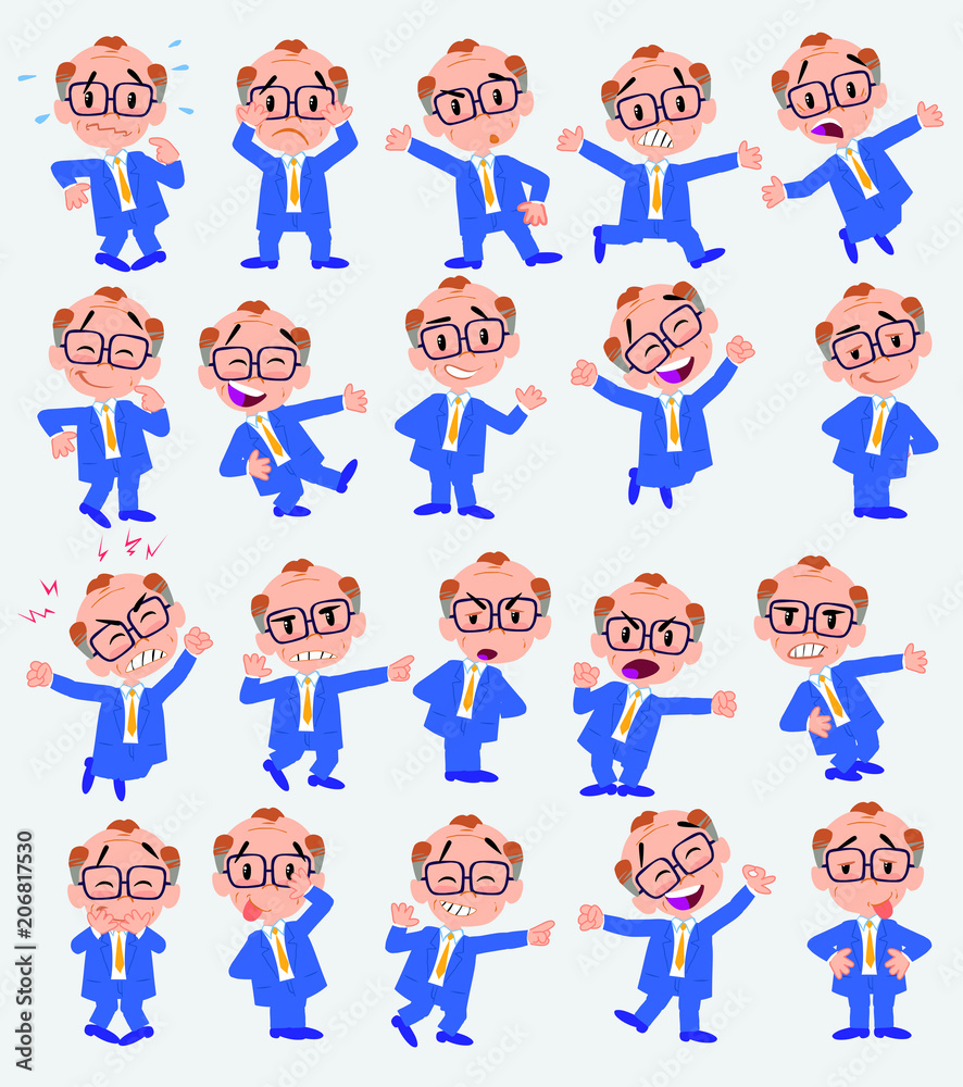 Businessman. Twenty eight expressions and basics body elements, template for design work and animation. Vector illustration to Isolated and funny cartoon character. Businessman. Twenty eight expressions and basics body elements, template for design work and animation. Vector illustration to Isolated and funny cartoon character.