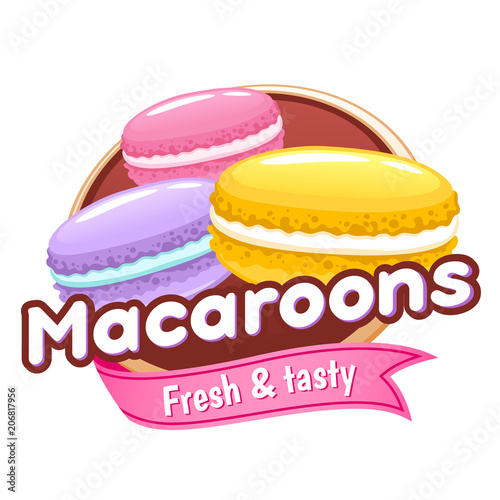 Macaroons colorful poster or badge.