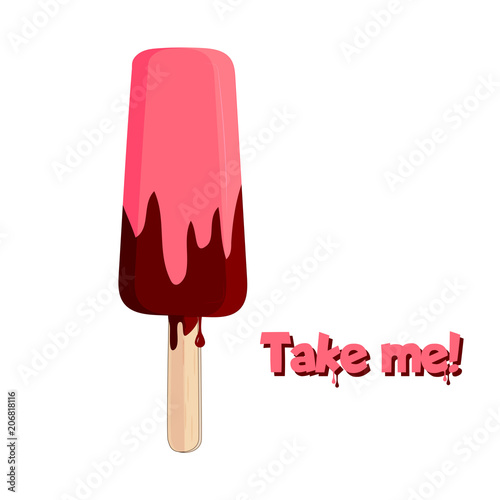 Vector illustration of an ice cream on a stick, isolated on a white background. For your design, advertising, printing, web, etc.