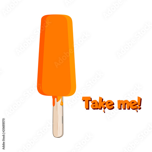 Vector illustration of an ice cream on a stick, isolated on a white background. For your design, advertising, printing, web, etc.