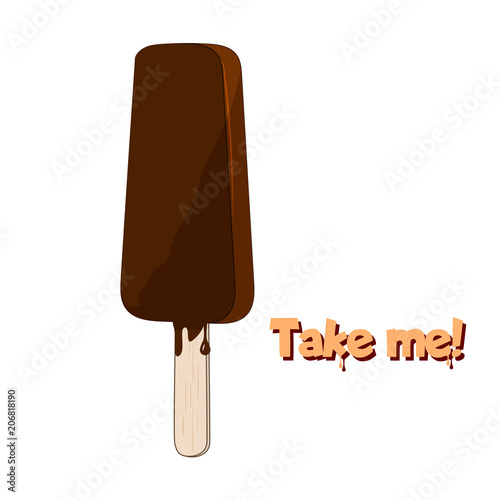 Vector illustration of an ice cream on a stick, isolated on a white background. For your design, advertising, printing, web, etc.