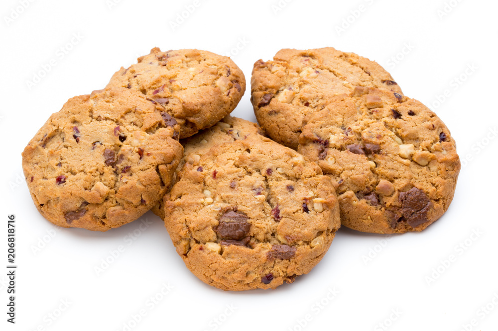 Chocolate chip cookie isolated on white background. Chocolate chip cookie isolated on white background.