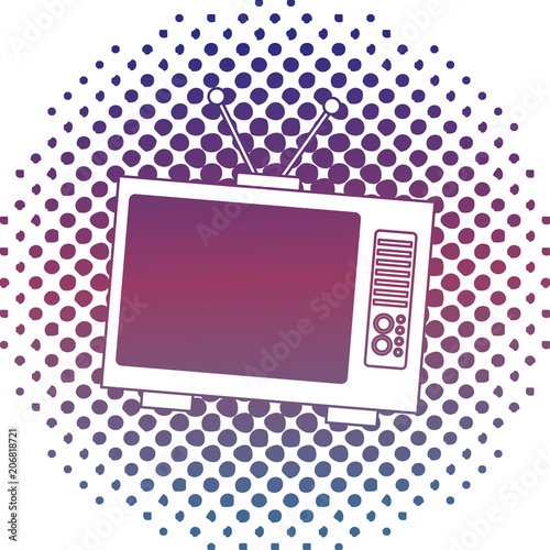 retro television vintage device halftone classic vector illustration