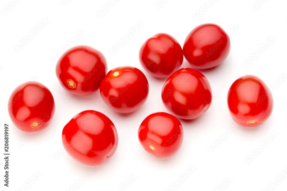 Plum tomatoes isolated on white background. Top view Plum tomatoes isolated on white background. Top view