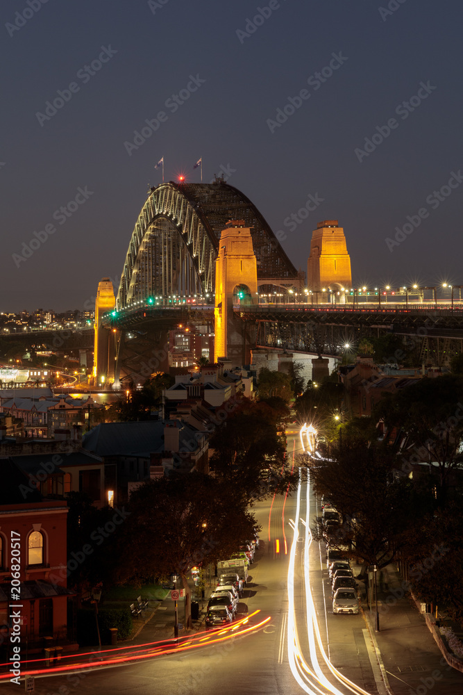 Naklejka premium Night view of Sydney Harbour Bridge 