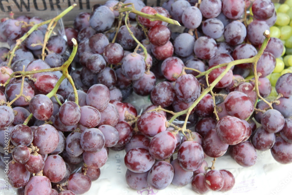 Bunches of red grapes