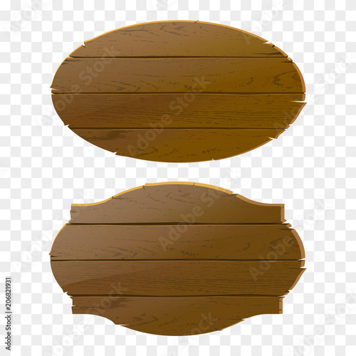 Wooden signboard isolated on checkered background, vector realistic wood texture illustration. Old-style banner