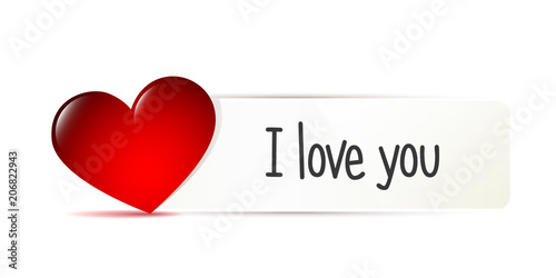 I love you weißes banner mit rotem herz