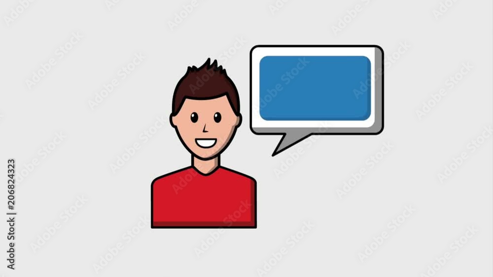 portrait man talking speech bubble viral content animation hd