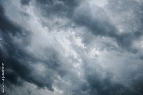 Dark clouds across the sky before heavy rain