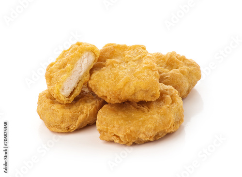 Fried chicken nuggets isolated on white background