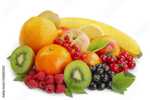heap of fruits and berries isolated