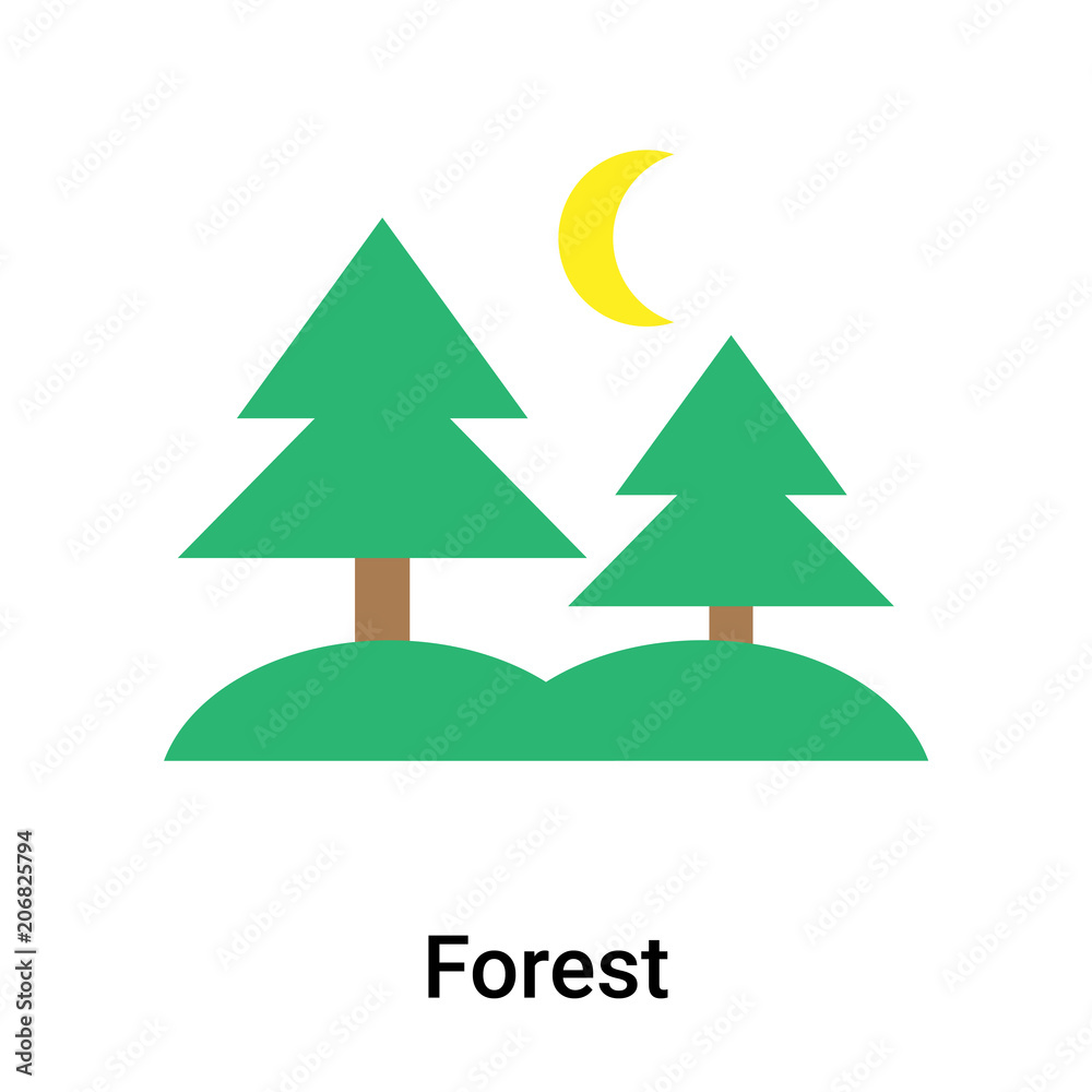 Forest icon vector sign and symbol isolated on white background