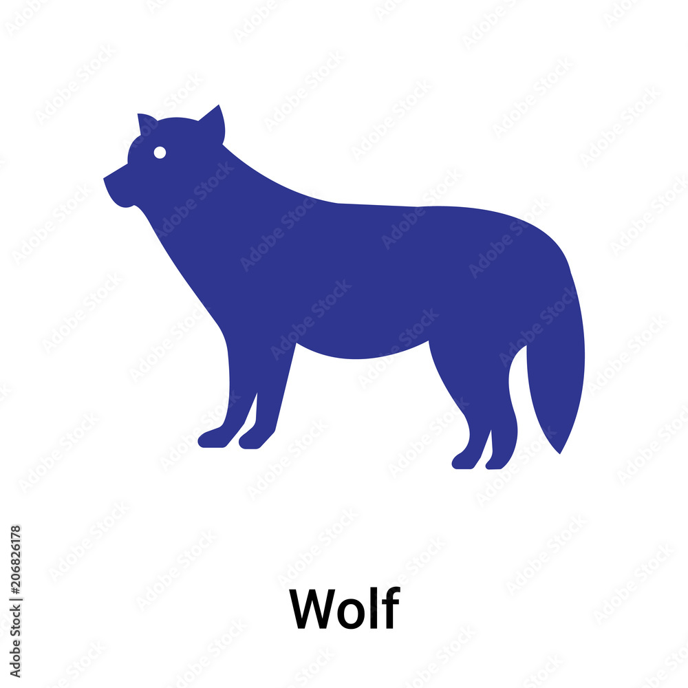 Wolf icon vector sign and symbol isolated on white background